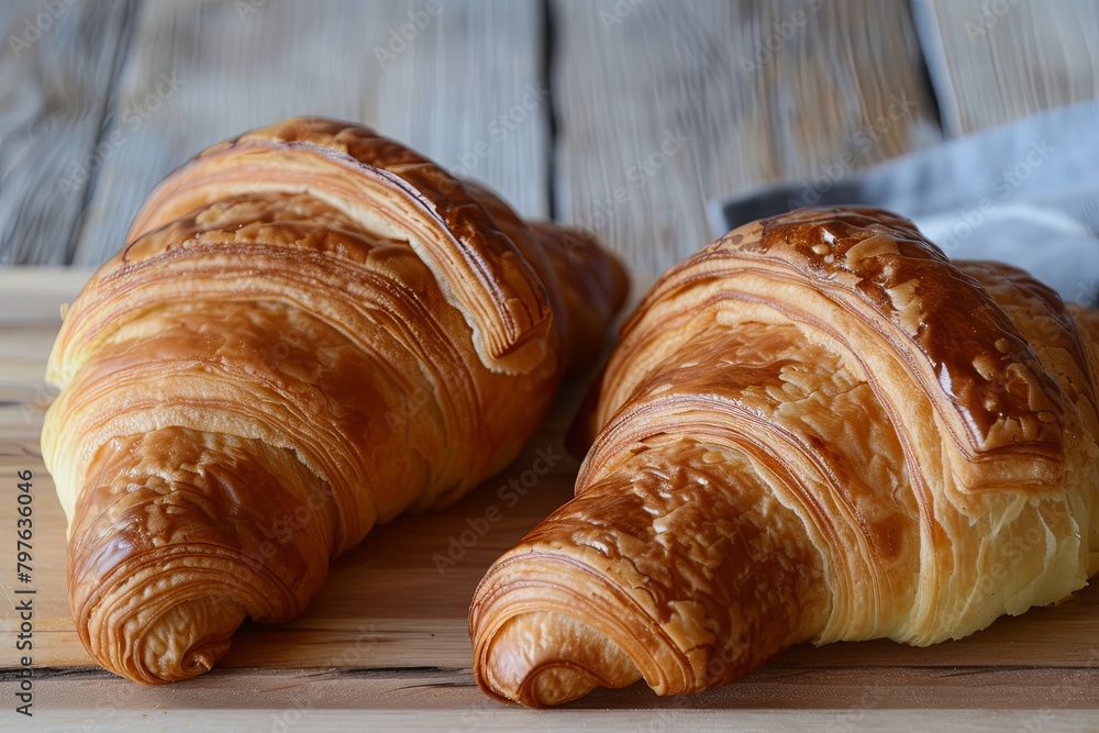 Twist on Tradition: Delicious French Pastry - Two Croissants Breakfast Photo