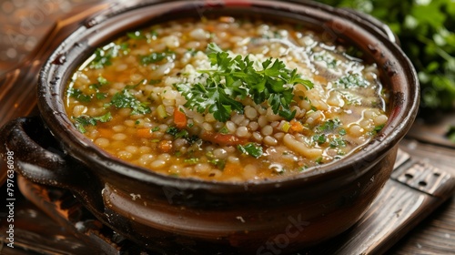 Lentil soup with arishtoi (vospapur with arishtoi). 