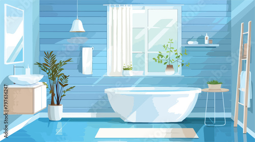 Flat bathroom with window. vector illustration Vectot