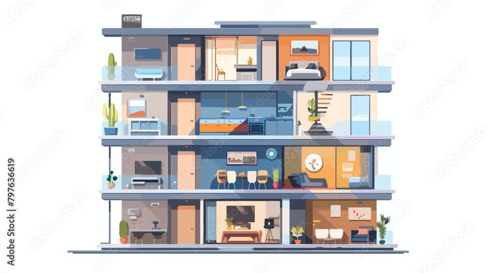 Flat duplex apartment in cut. Vector illustration Vector