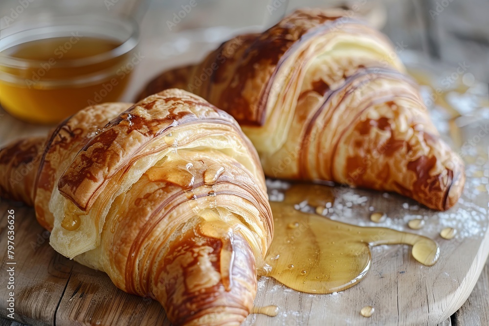 Crusty Croissants drizzled with Honey - Brunch Duo Delight