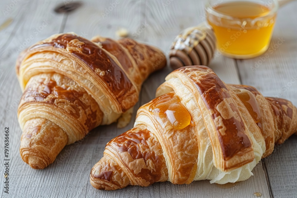 Croissant Duos with Honey: Brunch Delight Of Crusty Homemade Pastries