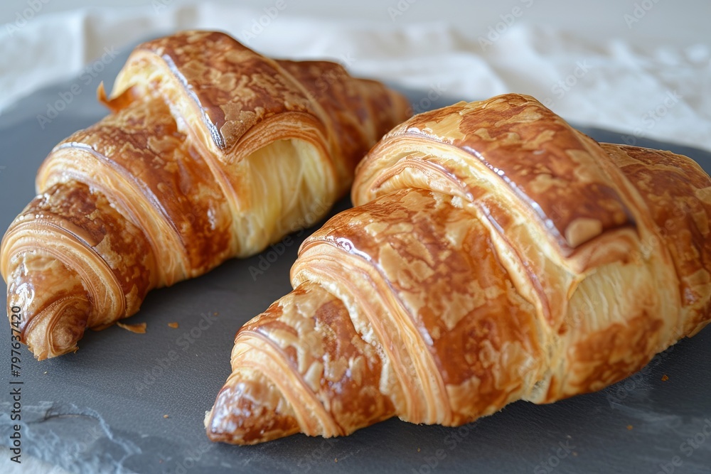 Crusty Croissants: Homemade Brunch Feast on Slate for the Eyes