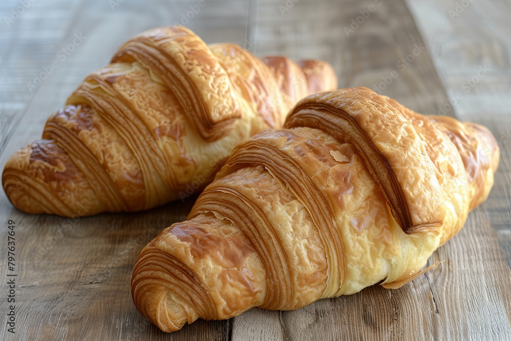 Croissant Duo Under Soft Focus: Homemade French Delight with a Crusty Edge Croissant Duo Under Soft Focus: Homemade French Delight with a Crusty Edge