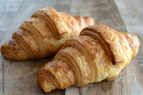 Croissant Duo Under Soft Focus: Homemade French Delight with a Crusty Edge