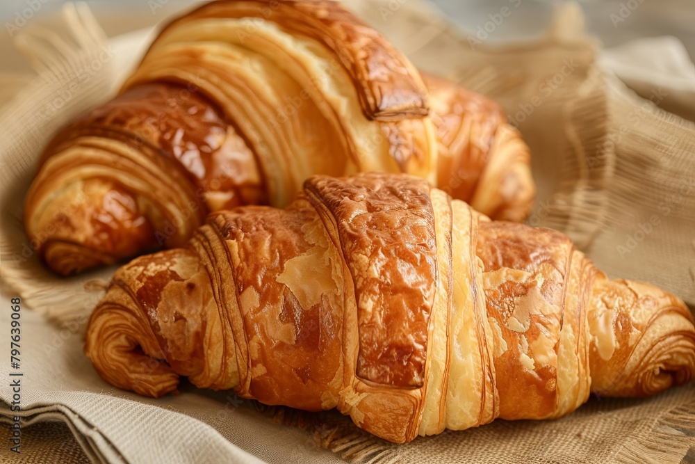 Golden Croissants: A Duo Indulging in Freshly Baked Warmth