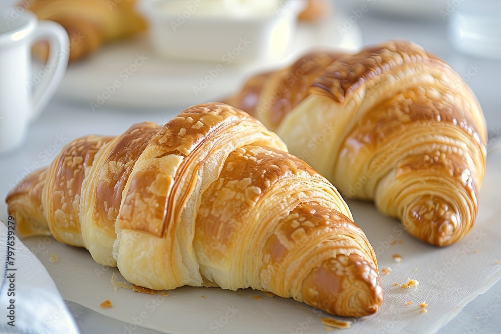 Two Croissants: Freshly Baked Indulgence With Crusty Deliciousness