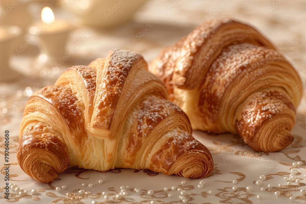 Gourmet French Croissants: A Pastry Delight in a Warm Ambiance
