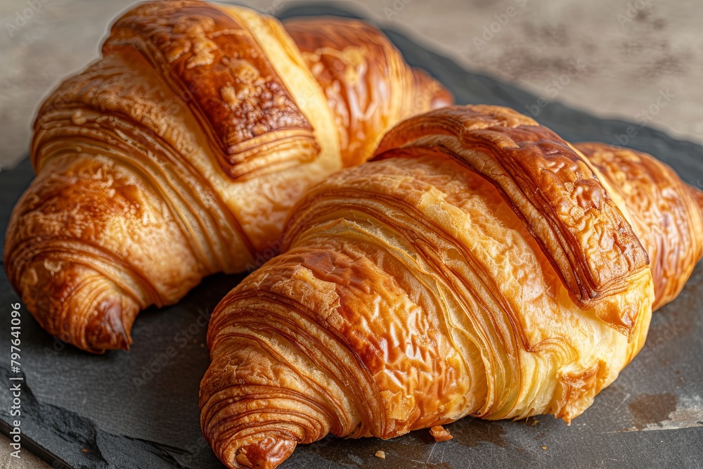 Golden Delight: Two Crusty Croissants - A Visual Feast in the Art of Bakery Golden Delight: Two Crusty Croissants - A Visual Feast in the Art of Bakery