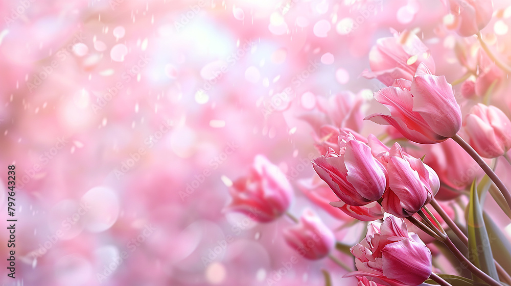 Fototapeta premium pink flower petals and leaves
