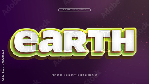 White green and purple violet earth 3d editable text effect - font style