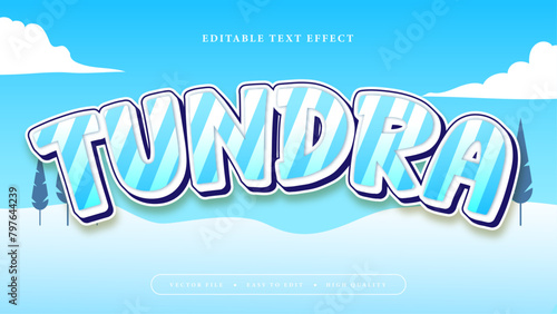Blue and white tundra 3d editable text effect - font style