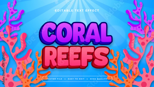 Colorful coral reefs 3d editable text effect - font style