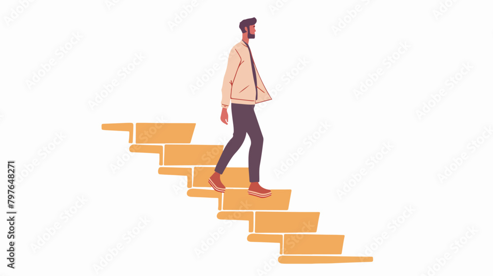Vector illustration a man seeks up the stairs