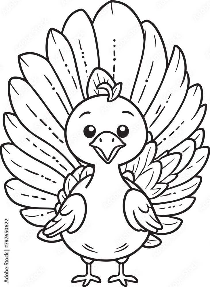 Fototapeta premium A turkey with a big white feather on its head
