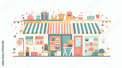 Vector illustration flat style various shops discount