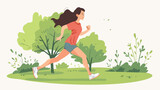 Vector illustration of a beautiful yong woman running