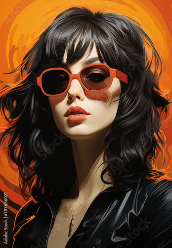 portrait of a woman with orange sunglasses