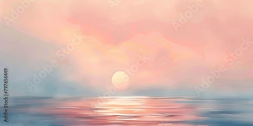 Tranquil Horizons: A Panoramic Sunset Seascape with Vivid Sky and Gentle Waves