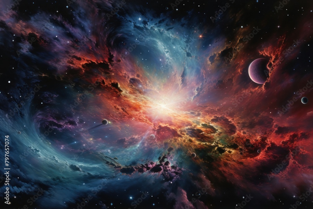 1970s airbrush art of a nebula astronomy universe outdoors. 1970s airbrush art of a nebula astronomy universe outdoors.