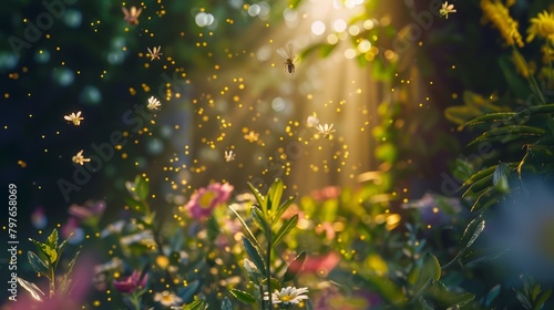 Banner background with nature and golden light.