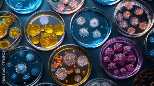 Bacteria in a laboratory glass.