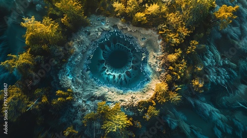 Deliver a captivating fusion of nanotechnology and romance from a worms-eye view perspective Create a spellbinding scene using drone photography, blending microscopic detail with grandeur, evoking emo