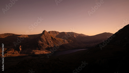 Tryfan mountain and the Ogwen Valley landscape in Snowdonia