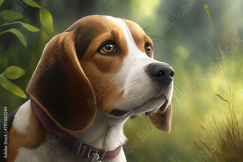 Beagle dog in the forest