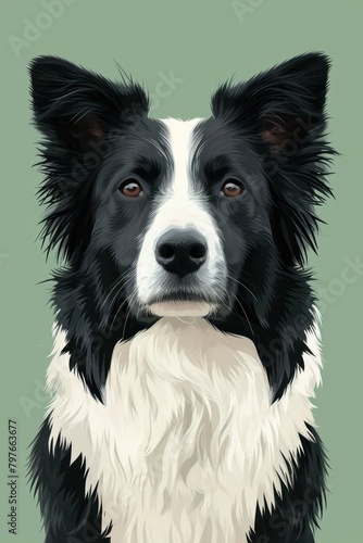 flat illustration of Border Collie dog with calming colors