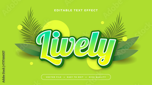 Green yellow and white lively 3d editable text effect - font style
