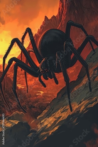 Giant Spiders Art illustration for a book