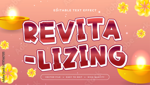 Red yellow and white revitalizing 3d editable text effect - font style