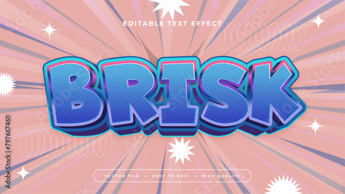 Pink blue and purple violet brisk 3d editable text effect - font style
