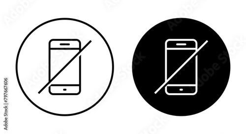 No mobile phone sign icon in trendy style. Turn off cellphone symbol