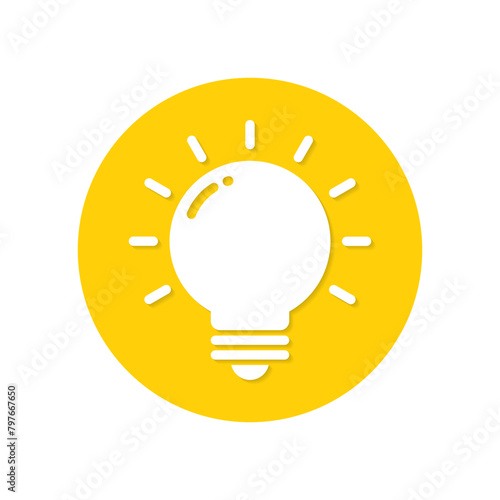 Lamp icon with shadow. Light bulb sign symbol