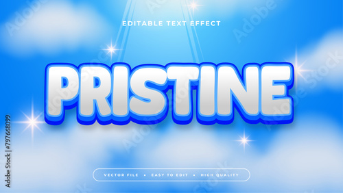 White and blue pristine 3d editable text effect - font style