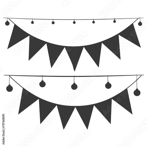 Silhouette Retro bunting party flag black color