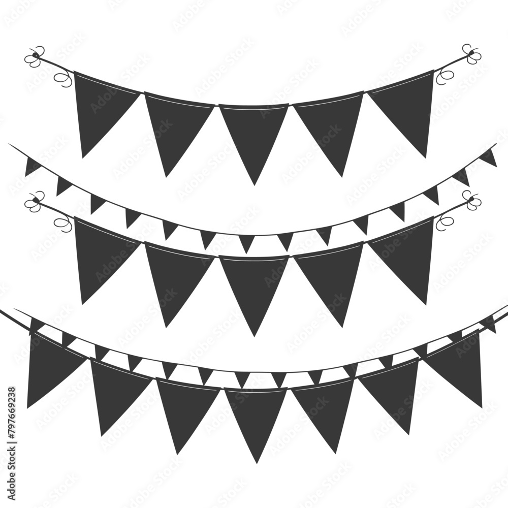 Silhouette Retro bunting party flag black color Silhouette Retro bunting party flag black color