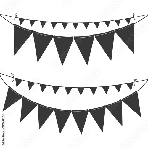 Silhouette Retro bunting party flag black color