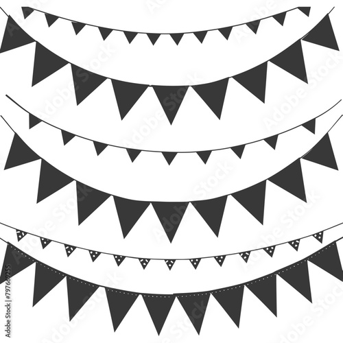 Silhouette Retro bunting party flag black color