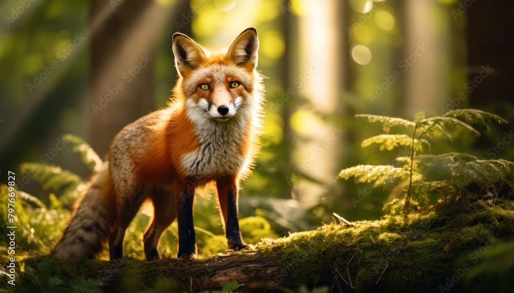 Fototapeta premium Red Fox Standing in Forest