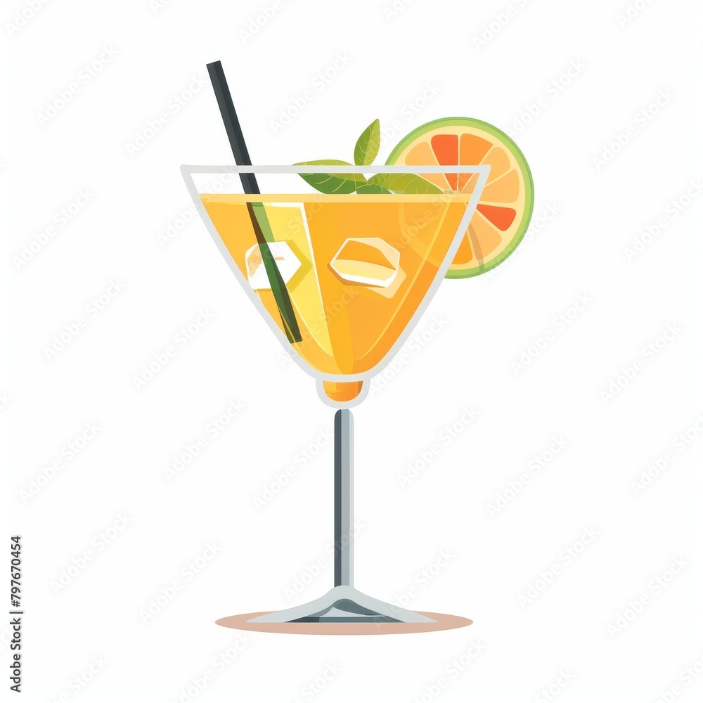 Refreshing Cocktail With Orange Slice Garnish Refreshing Cocktail With Orange Slice Garnish