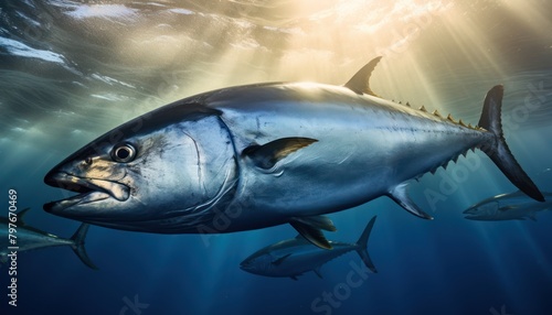 Bonito Fish Swimming in Ocean