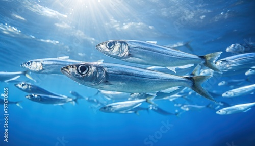School of European Anchovy Swimming in Ocean