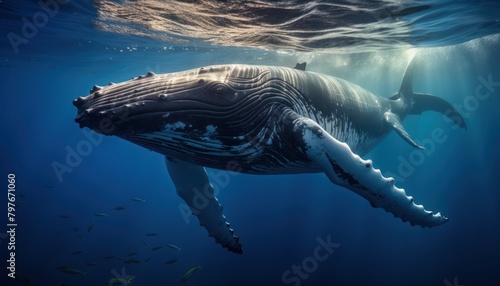 Humpback Whale Swimming in the Ocean © Anna