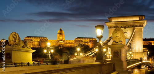 Chain bridge at night