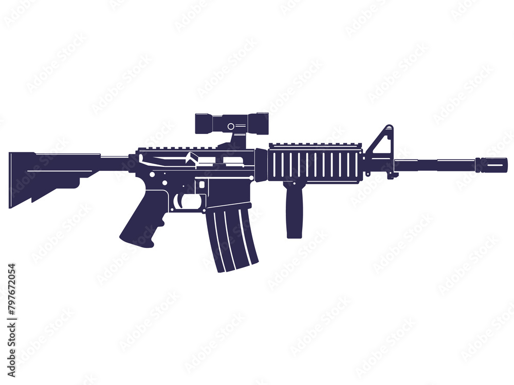 assault rifle, automatic gun with optical scope assault rifle, automatic gun with optical scope