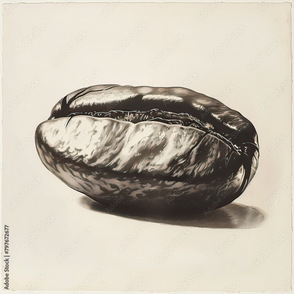 Naklejka premium Black and white photo of a coffee bean.