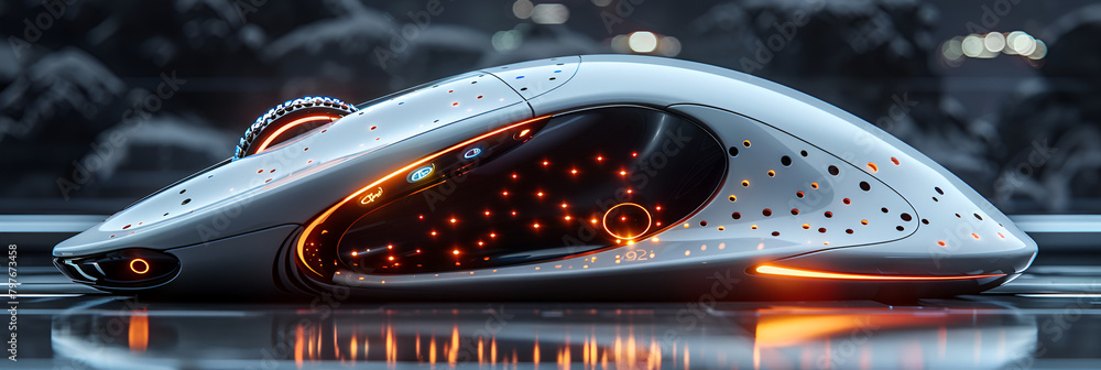  A high-definition image of a futuristic computer,
Illustration of A wireless mouseAcid Aesthetic StyleC4D oc Render

